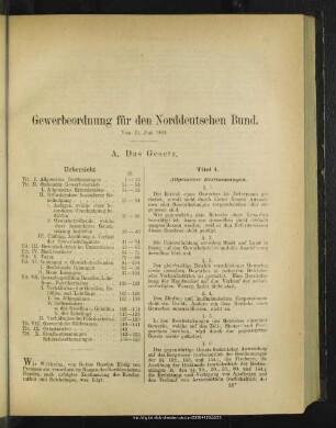 Gewerbeordnung für den Norddeutschen Bund vom 21. Juni 1869