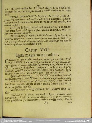 Caput XXII signa magnitudinis adfert