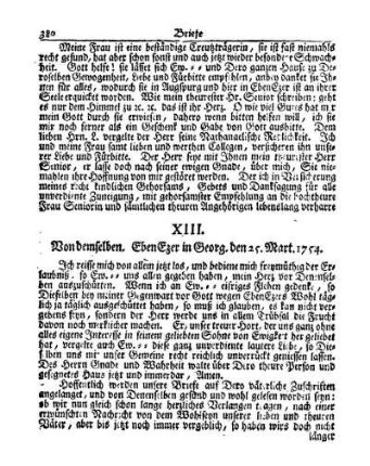 XIII. Von demselben. Ebenezer in Georgien den 25. Mart. 1754.