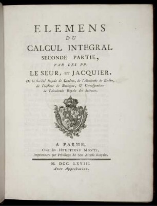 Pt. 2: Élémens du calcul intégral. Pt. 2