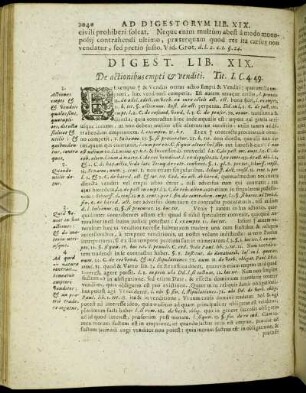 Digest. Lib. XIX. De actionibus empti & venditi.