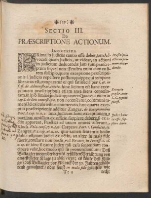 Sectio III. De Praescriptione Actionum.