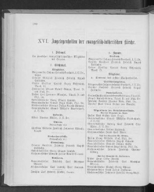 XVI. Angelegenheiten der evangelisch-lutherischen Kirche.