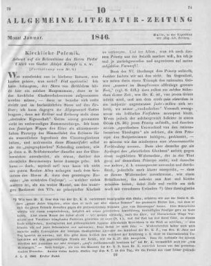 Kämpfe, G. A.: Antwort auf die Bekenntnisse des Herrn Pastor Uhlich. Magdeburg: Heinrichshofen 1845 (Fortsetzung von Nr. 9)