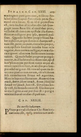 Cap. XXXIII. De morbis Iudaeorum.
