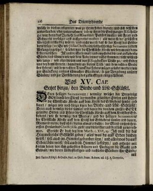Das XV. Cap. Setzet hinzu / den Binde- und Löse-Schlüssel.