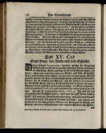 Das XV. Cap. Setzet hinzu / den Binde- und Löse-Schlüssel.