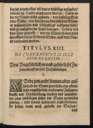 Titulus XIII. De Conventiculis Illicitis Et Licitis.