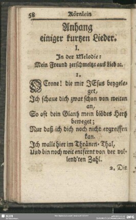 Anhang einiger kurtzen Lieder