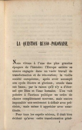 La question Russo- Polonaise et le budget Russe