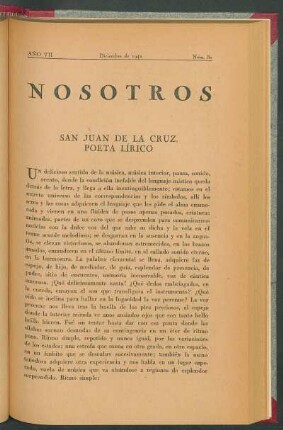 San Juan de la Cruz, poeta lírico