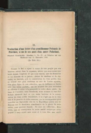 II. Traduction d'une lettre d'un gentilhomme Polonois de Province, à un de ses amis d'un autre Palatinat ... (Zu Seite 69.)