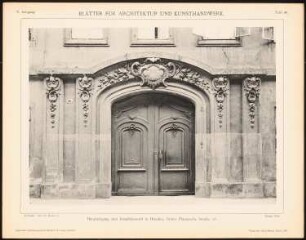 Josephinenstift, Dresden: Ansicht Haupteingang (aus: Blätter für Architektur und Kunsthandwerk, 10. Jg., 1897, Tafel 40)