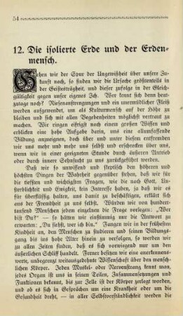 12. Die isolierte Erde und der Erdenmensch
