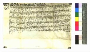 Lehensbrief des Grafen Wilhelm von Zimmern für Hans Pantlin und Hans Michel von Bösingen (Bessingen) um den Hof Herdern.