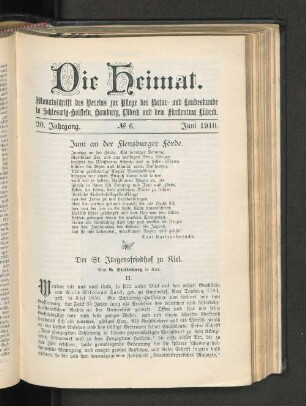 20. Jahrgang. No. 6. Juni 1910.