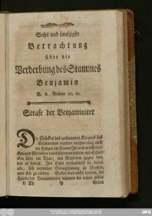 Sechs und funfzigste Betrachtung über die Verderbung des Stammes Benjamin B. d. Richter 20. 21.