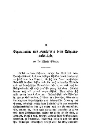 Dogmatismus und Schulpraxis beim Religionsunterrichte