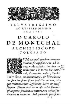 Illvstrissimo Ac Reverendissimo Præsvli D. Carolo De Montchal Archiepiscopo Tolosano.