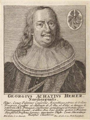 Georg Achatius Heher, Jurisconsultus; geb. 30. Dezember 1610; gest. 22. März 1667