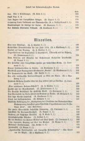IV-V Miszellenverzeichnis