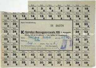 Fragment eines Sonderbezugsausweises