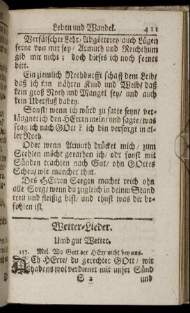 Wetter-Lieder. - Danck-Lieder nachm Essen.