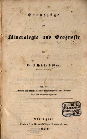 Grundzüge der Mineralogie und Geognosie