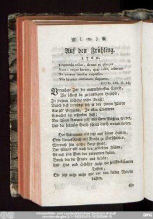 Auf den Frühling. 1760.