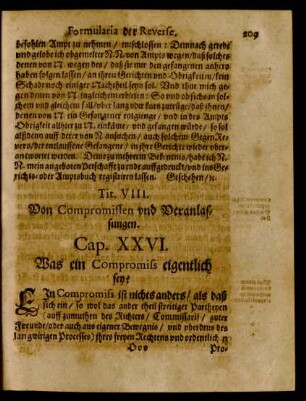 Cap. XXVI. Was ein Compromiss eigentlich sey?