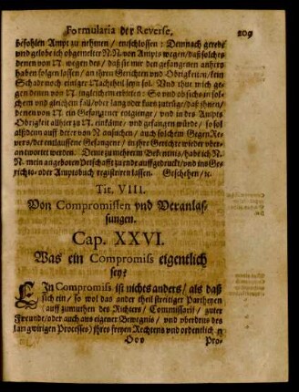 Cap. XXVI. Was ein Compromiss eigentlich sey?
