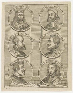Gruppenbildnis Philippus I., Carolus I., Philippus II., Philippus III., Philippus IV., Carolus II. von Spanien