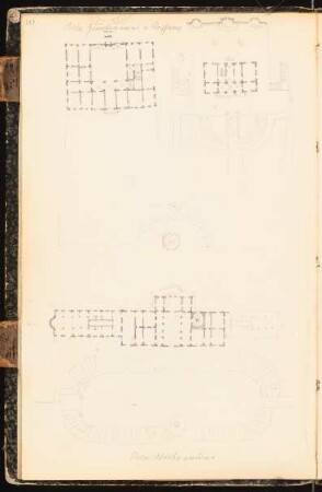 Skizzenbuch: Villa Giustiniani, Bassano und Villa Aldobrandini, Frascati (?): Grundrisse
