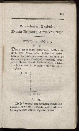 Vierzehnter Abschnitt. Die vier Rechnungsarten der Brüche.