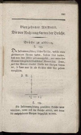 Vierzehnter Abschnitt. Die vier Rechnungsarten der Brüche.