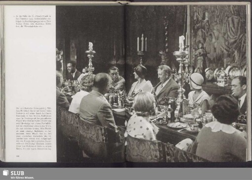 Der amerikanische Zeitungskönig William Randoplh Hearst mit Gästen beim Frühstücken