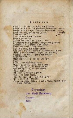 Jeanne d'Arc : Trauerspiel in 5 Aufzügen
