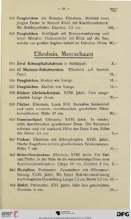 Elfenbein, Meerschaum (Nr. 554-565)