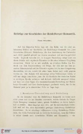 18: Beiträge zur Geschichte der Heidelberger Romantik