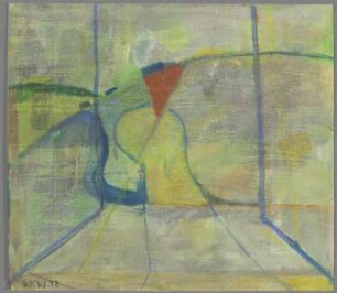 Landschaft mit rotem Wimpel (Fensterblick zum Rödel)