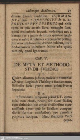Cap. V. De Meta Et Methodo Studii Juridici