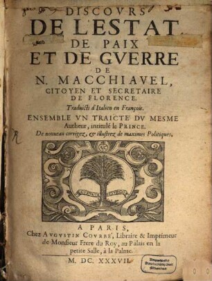 Les Discours de l'Estat de Paix et de guerre
