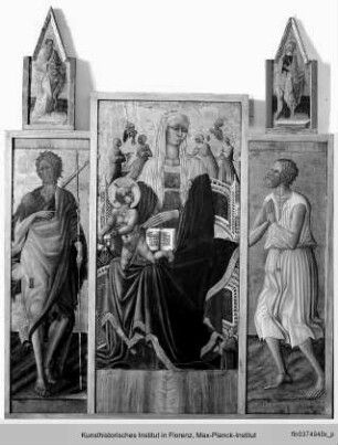 Triptychon mit Aufsätzen: Maria mit dem Kind, Johannes dem Täufer und dem seligen Pietro Crisci