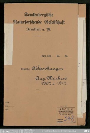 Herausgabe der "Abhandlungen der Senckenbergischen Naturforschenden Gesellschaft", Bd. 5