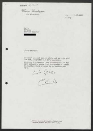 Brief an Eberhard Wächter, 11.05.1989