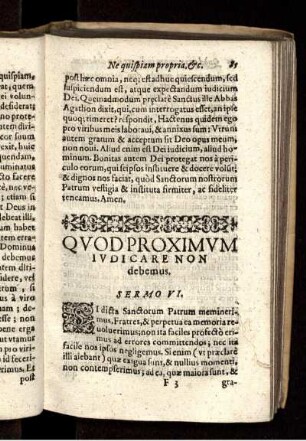 Quodproximum Iudicare Non debemus. Sermo VI.