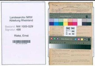 Entnazifizierung Ernst Rieke , geb. 26.03.1920 (Bahninspektor)