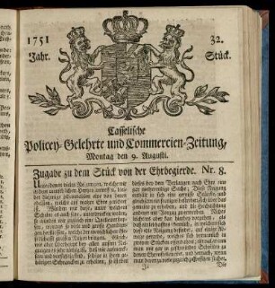 32. Stueck, Montag den 9. Augusti 1751