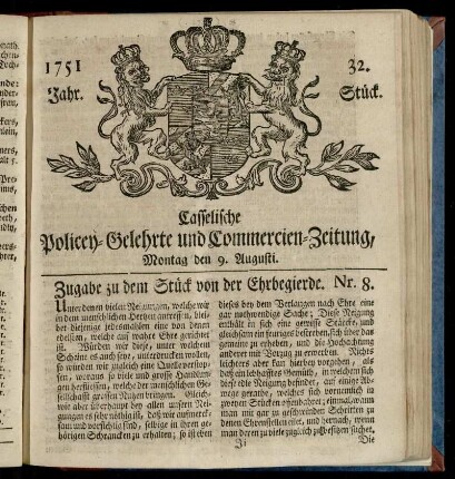32. Stueck, Montag den 9. Augusti 1751