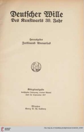 30,4: Deutscher Wille: des Kunstwarts